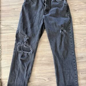 Abercrombie & Fitch Charcoal Distressed Straight Leg Jeans